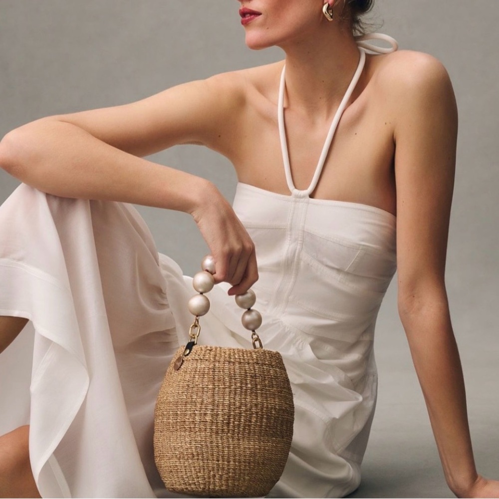 Mare Mare Anthropologie Halter Neck Dress Sz XS White Cotton Tiered Maxi READ - Picture 5 of 16
